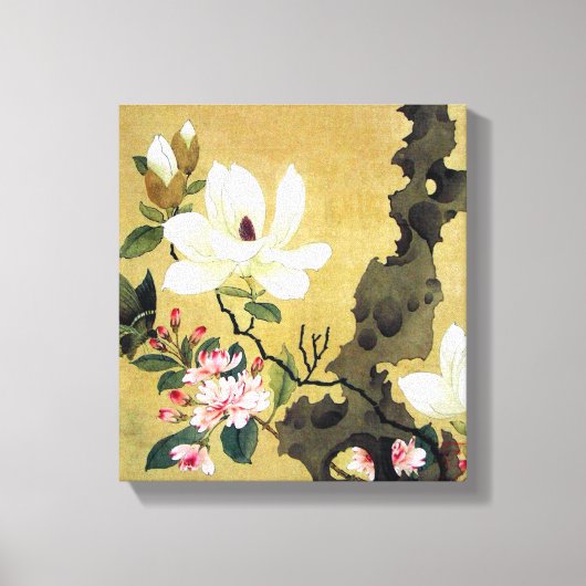 Chen Hongshou Magnolia en Erect Rock Canvas Afdruk (Voorkant)