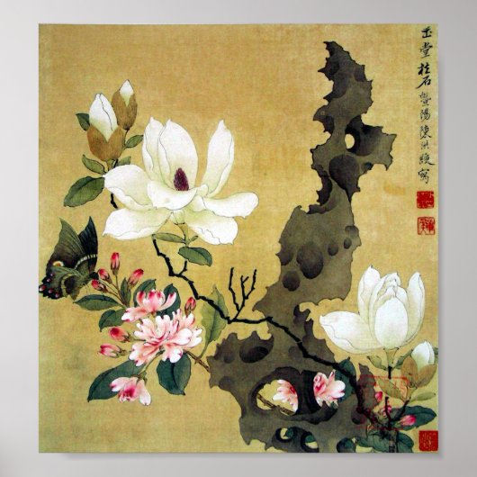 Chen Hongshou Magnolia en Erect Rock Poster (Voorkant)