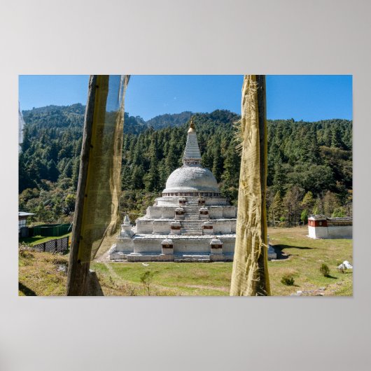 Chendebji Chorten in Bhutan, Himalaya, Azië Poster (Voorkant)