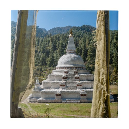 Chendebji Chorten in Bhutan, Himalaya, Azië Tegeltje (Voorkant)