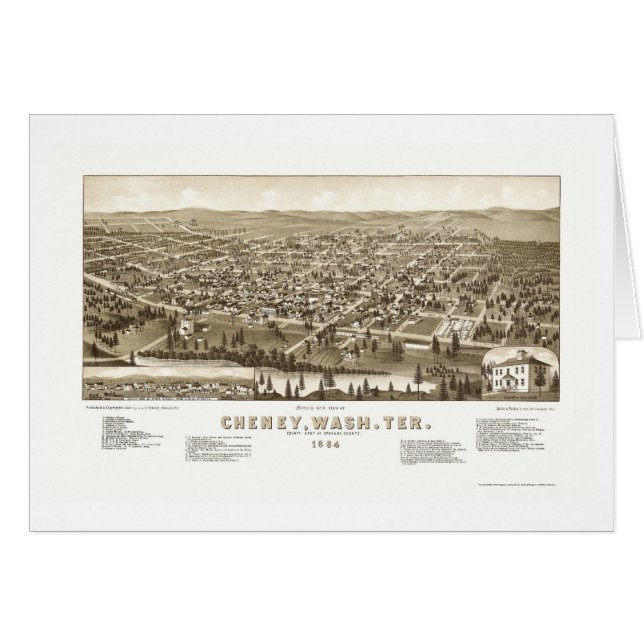 Cheney, WA Panoramic Map - 1884 (Voorkant Horizontaal)