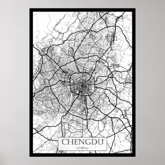 Chengdu China Kaart Poster (Voorkant)
