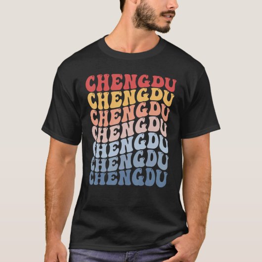 Chengdu City Groovy Retro T-shirt (Voorkant)