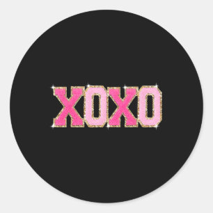 Chenille Patch Glitter Xoxo Valentijnsdag Hart Ronde Sticker