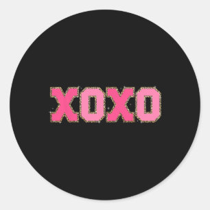 Chenille Patch Glitterend Xoxo Valentijnsdag Hart Ronde Sticker