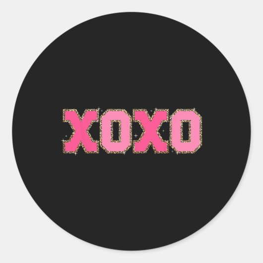 Chenille Patch Glitterend Xoxo Valentijnsdag Hart Ronde Sticker (Voorkant)