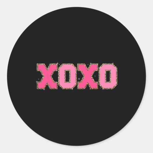 Chenille Patch Sparkling Xoxo Valentijnsdag Hart Ronde Sticker (Voorkant)