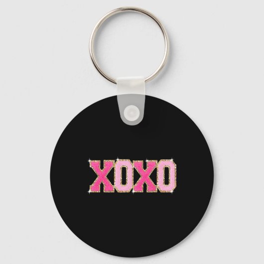 Chenille Patch Sparkling Xoxo Valentijnsdag Hart Sleutelhanger (Voorkant)