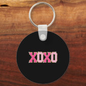 Chenille Patch Sparkling Xoxo Valentijnsdag Hart Sleutelhanger (Voorkant)