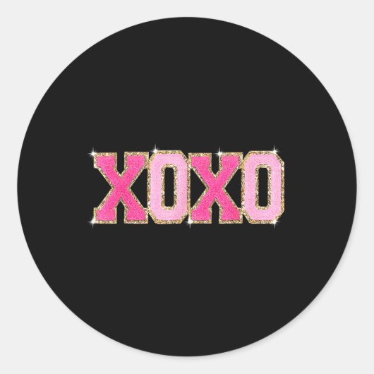 Chenille Patch Sparkling Xoxo Valentijnsdag Ronde Sticker (Voorkant)