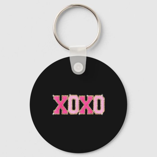 Chenille Patch Sparkling Xoxo Valentijnsdag Sleutelhanger (Voorkant)