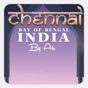 Chennai, Golf van Bengalen in oostelijk India Vierkante Sticker
