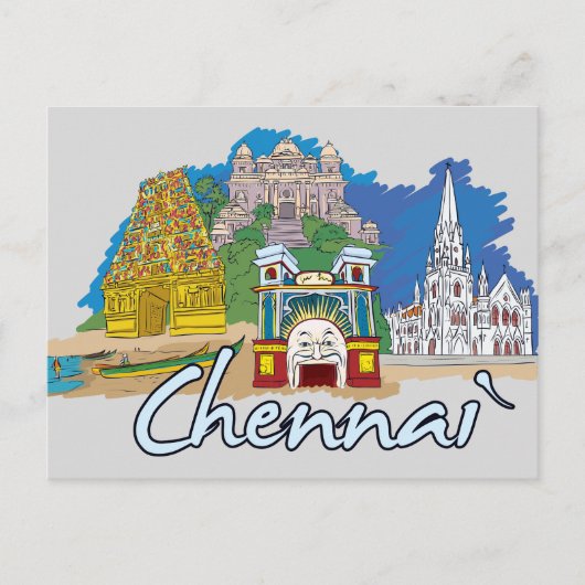 Chennai, India beroemde stad Briefkaart (Voorkant)