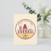 Chennai India City Skyline Embleem Briefkaart (Staand voorkant)