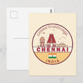 Chennai India City Skyline Embleem Briefkaart (Voorkant / Achterkant)
