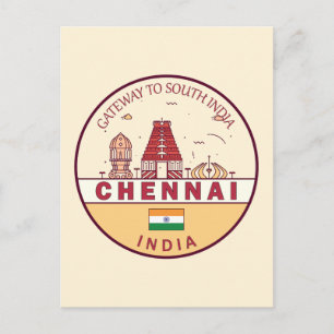 Chennai India City Skyline Embleem Briefkaart