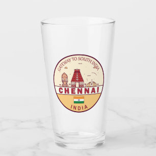 Chennai India City Skyline Embleem Glas