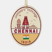 Chennai India City Skyline Embleem Keramisch Ornament (Rechts)