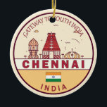 Chennai India City Skyline Embleem Keramisch Ornament<br><div class="desc">Chennai minimalistisch,  kleurrijk kunstontwerp met monumenten en bezienswaardigheden van de stad in India.</div>