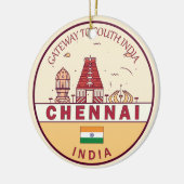 Chennai India City Skyline Embleem Keramisch Ornament (Links)