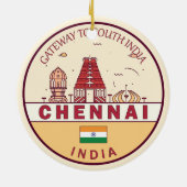 Chennai India City Skyline Embleem Keramisch Ornament (Achterkant)