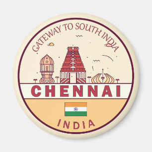Chennai India City Skyline Embleem Magneet