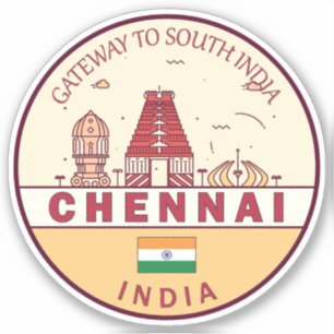 Chennai India City Skyline Embleem Sticker
