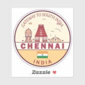 Chennai India City Skyline Embleem Sticker (Vel)
