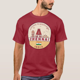 Chennai India City Skyline Embleem T-shirt