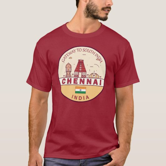 Chennai India City Skyline Embleem T-shirt (Voorkant)