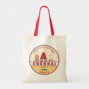 Chennai India City Skyline Embleem Tote Bag