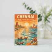 Chennai, India, in klassieke retro Briefkaart (Staand voorkant)
