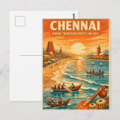 Chennai, India, in klassieke retro Briefkaart (Voorkant / Achterkant)