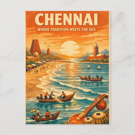 Chennai, India, in klassieke retro Briefkaart (Voorkant)