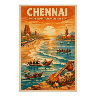 Chennai, India, in klassieke retro-stijl Perfect Poster