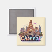 Chennai India Reisontwerp 🇮🇳 Magneet (Voorkant / Achterkant)