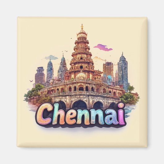 Chennai India Reisontwerp 🇮🇳 Magneet (Voorkant)