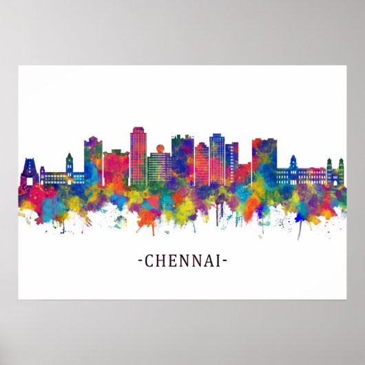 Chennai India Skyline Poster (Voorkant)