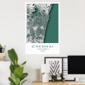 Chennai Map Poster| Madras| Tamil Nadu| India Poster (Thuiskantoor)