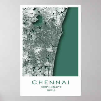 Chennai Map Poster| Madras| Tamil Nadu| India Poster