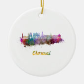 Chennai skyline in waterverf keramisch ornament (Voorkant)