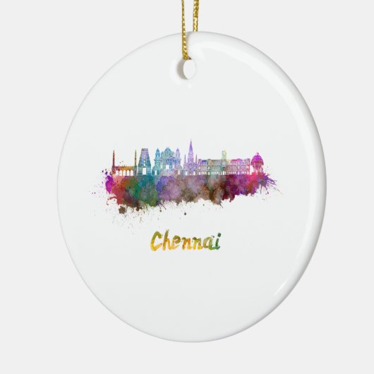 Chennai skyline in waterverf keramisch ornament (Links)