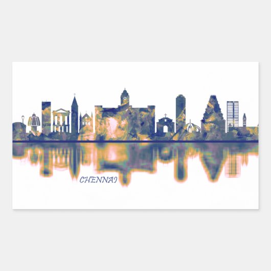 Chennai Skyline Rechthoekige Sticker (Voorkant)