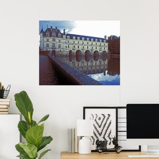 Chenonceau Castle en Moat Poster (Thuiskantoor)