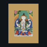 Chenrezig Bodhisattva van Mededogen Briefkaart<br><div class="desc">Traditionele Tibetaanse thangka-schildering van Chenrezig Bodhisattva van Mededogen. Deze godheid staat ook bekend als Quan Yin. Men gelooft dat de Dalai Lama een emanatie is van deze geliefde figuur.</div>