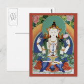 Chenrezig Bodhisattva van Mededogen Tibetaanse God Briefkaart (Voorkant / Achterkant)