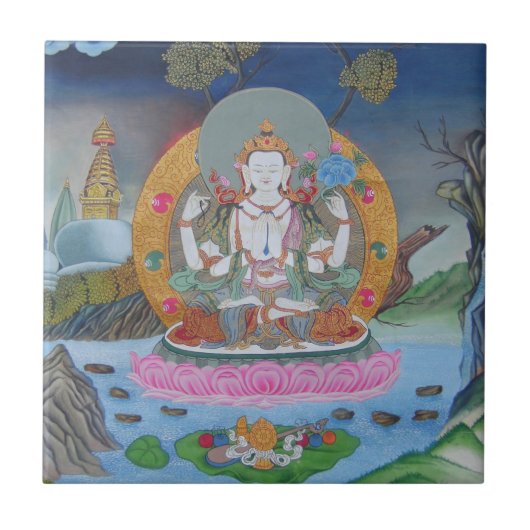 Chenrezig Tile Tegeltje (Voorkant)