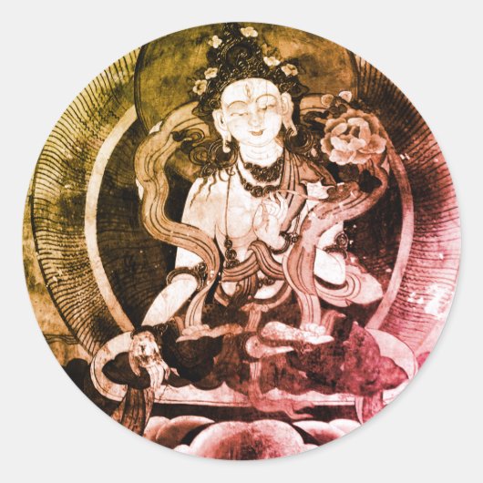 Chenrezing Buddha, Vintage Heruka, Tibet Ronde Sticker (Voorkant)