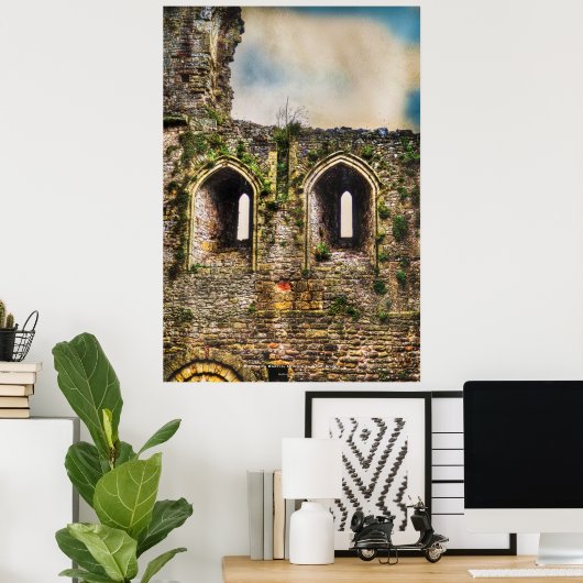 Chepstow Castle Windows, Monmouthshire, Wales Poster (Thuiskantoor)