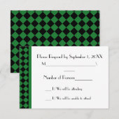 ChequerBoard (groen/zwart) RSVP-kaart RSVP Kaartje (Voorkant / Achterkant)